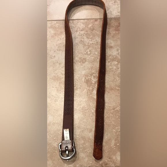 2 American Eagle Leather Belts: Brown Braided Belt (30) & Silver Skinny Belt (S) - Picture 11 of 13